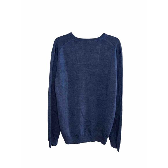 NWT Calvin Klein Extra Fine Merino Sweater Mens XL Blue V Neck MSRP $89.50 - Picture 6 of 7